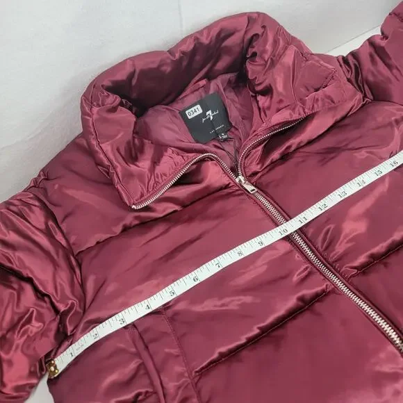 7 For All Mankind Women's Lined Puffer Jacket Coat Red  Small New - Picture 10 of 11